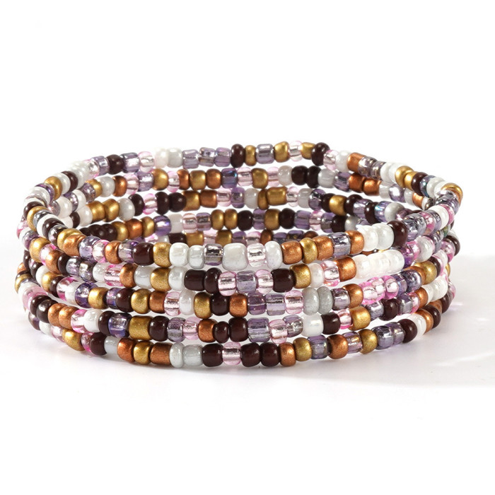 Summer Colorful Beaded Bracelet Bohemian Style Ocean Vacation Fashion Five-Piece Set for Men and Women Geometric Design