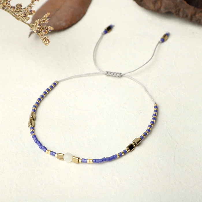 INS Simple Thin Rice Bead Pearl Bracelet Natural Stone Accessories Summer Couple Student Fashion Trendy Jewelry Wholesale