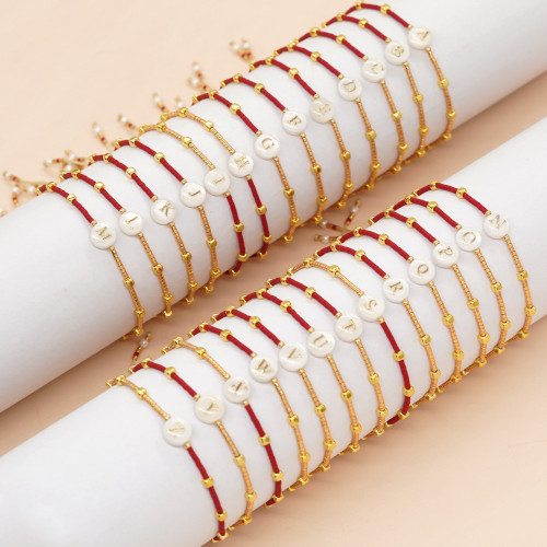 Ethnic Style Handmade Woven Cross-Border New Shell Letter Square Beads Imitation Pearl Miyuki Seed Beads Thin Bracelet