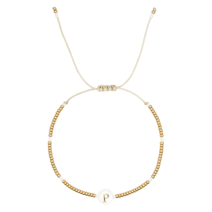 INS Style Simple Natural Shell Letter Gold Plated Beads Handmade Miyuki Beads Small Bracelet for Women