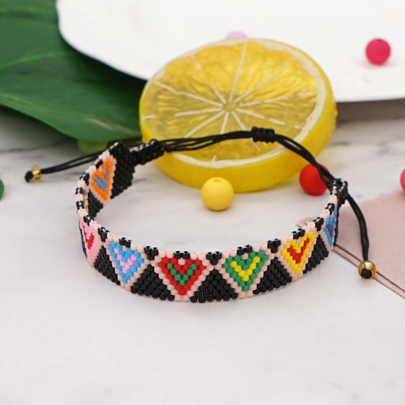 Fashionable Personality Trend Bohemian Miyuki Beads Handmade Woven European and American Cross-Border Heart Bracelet