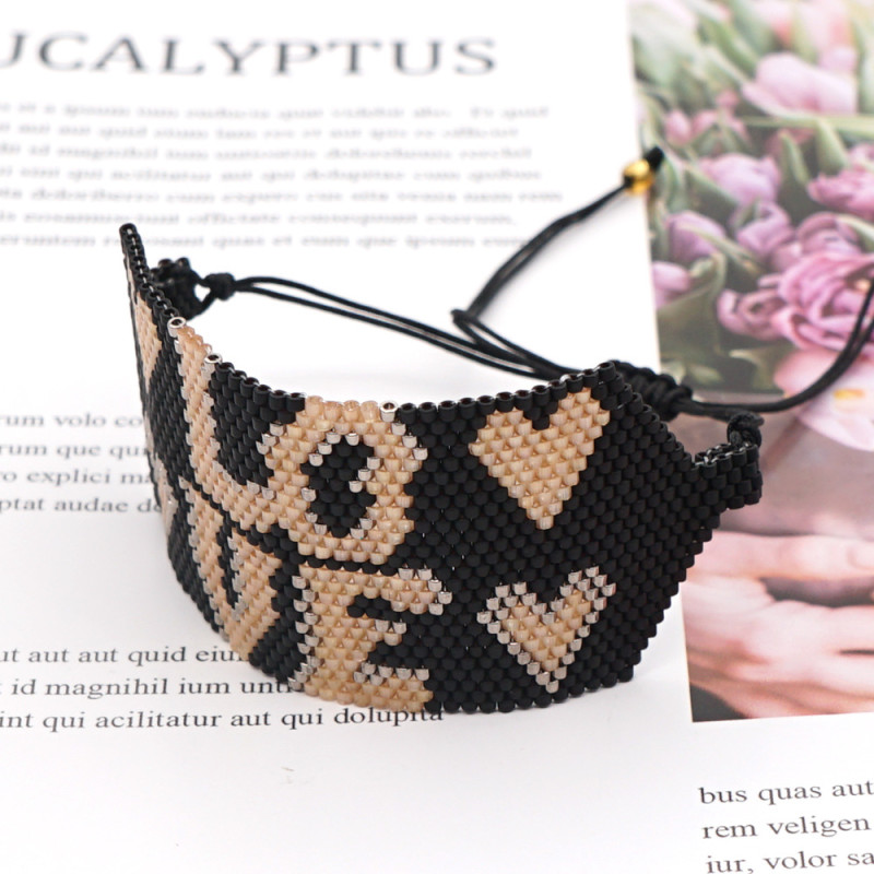 European and American Cross-Border Hot-Selling Trendy Personality Fashion Leopard Print New Men and Women Bracelet Miyuki Bead Woven Hand Jewelry