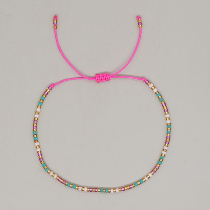 Internet Celebrity Style Bohemian Colorful Bracelet Thin Rice Bead Bracelet Ins Mixed Color Beads Couple Bracelet
