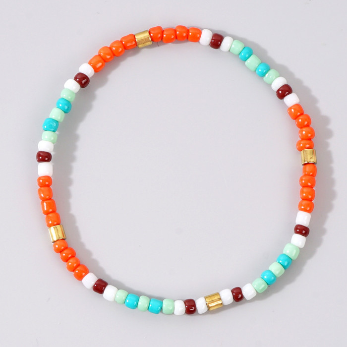 Exclusive Bohemian Style Cylindrical Iron Gallstone Rice Bead Handmade Beaded Fashion Personality Women's Bracelet