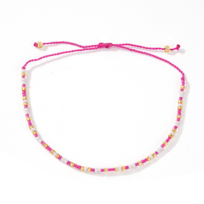 Summer Hot-Selling Adjustable Beaded Bracelet with Orange and White Contrasting Gold Beads, Elegant and Versatile Mus...