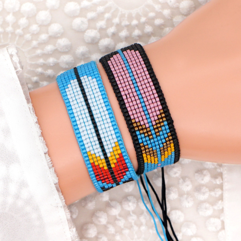 European and American Cross-Border Fashion Miyuki Bead Bracelet Handmade Ethnic Style Diamond Eye Versatile Tassel Bracelet