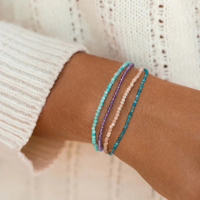 Ins Style Fine Rice Beads Natural Stone Bracelet Minimalist Style Layered Handmade Jewelry Trending Multi-color Bracelet
