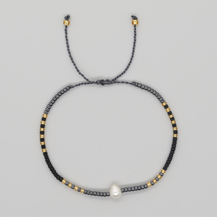 Hot-Selling Niche Original Design Bracelet Bohemian Style Hand String Colorful Rice Beads Natural Pearl Bracelet