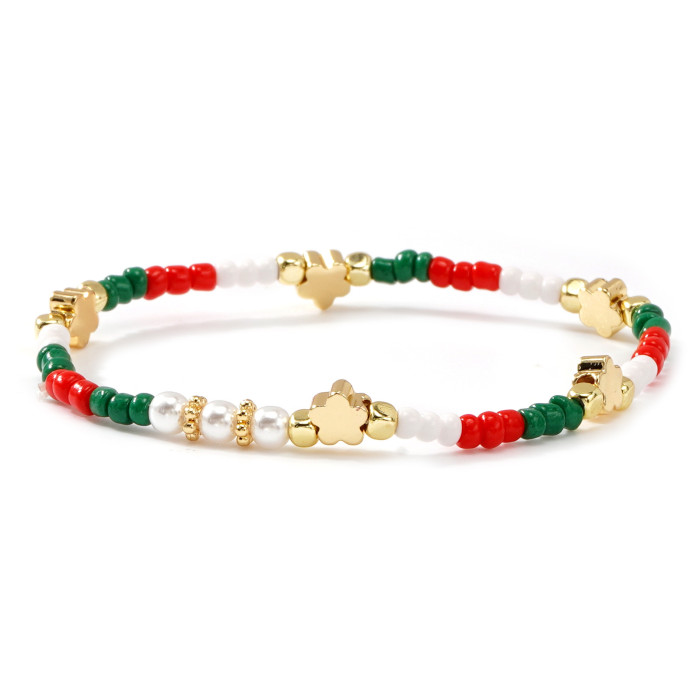 New Christmas Bracelet Rice Beads Soft Clay Multi-Layer Design Cartoon Santa Claus Bell Hand Jewelry