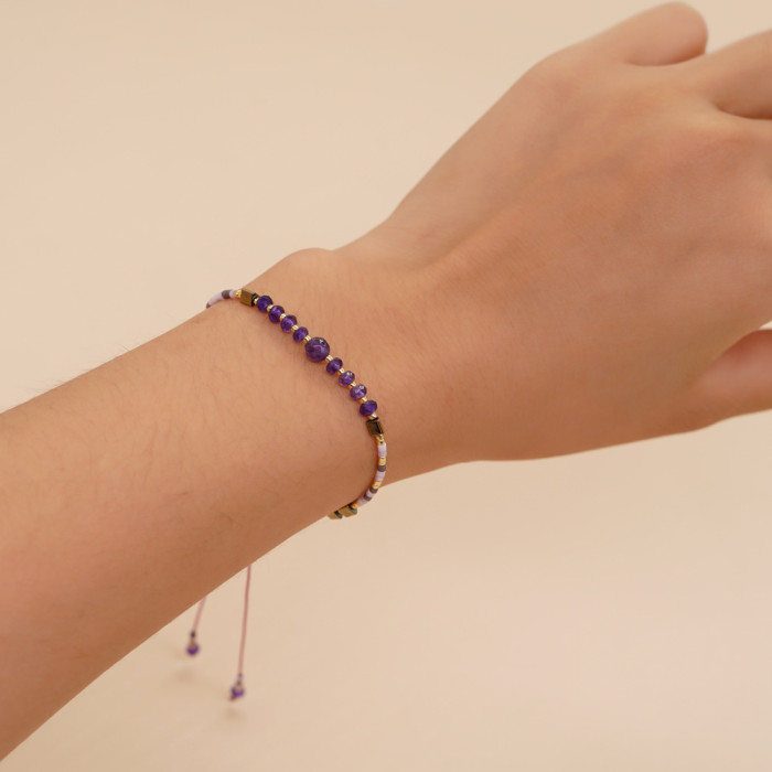 Bohemian Minimalist Style Bracelet Cross-Border Miyuki Beads Handwoven Semi-Precious Stone Jewelry Women's Small Bracelet