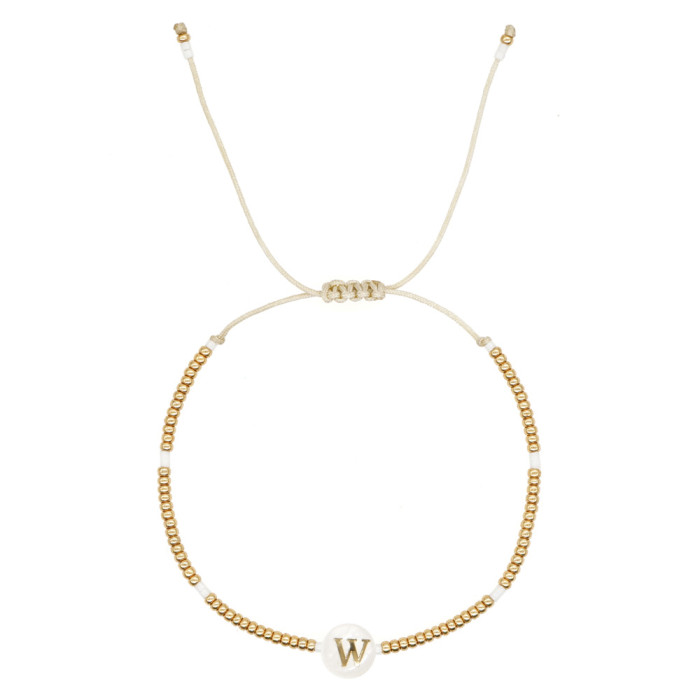 INS Style Simple Natural Shell Letter Gold Plated Beads Handmade Miyuki Beads Small Bracelet for Women