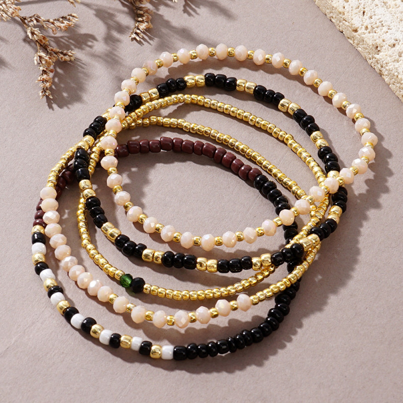 Cross-Border Hot-Selling Handmade Bracelet Bohemian Vacation Style Layered Niche Design Sense Women's Light Luxury Rice Bead Bracelet