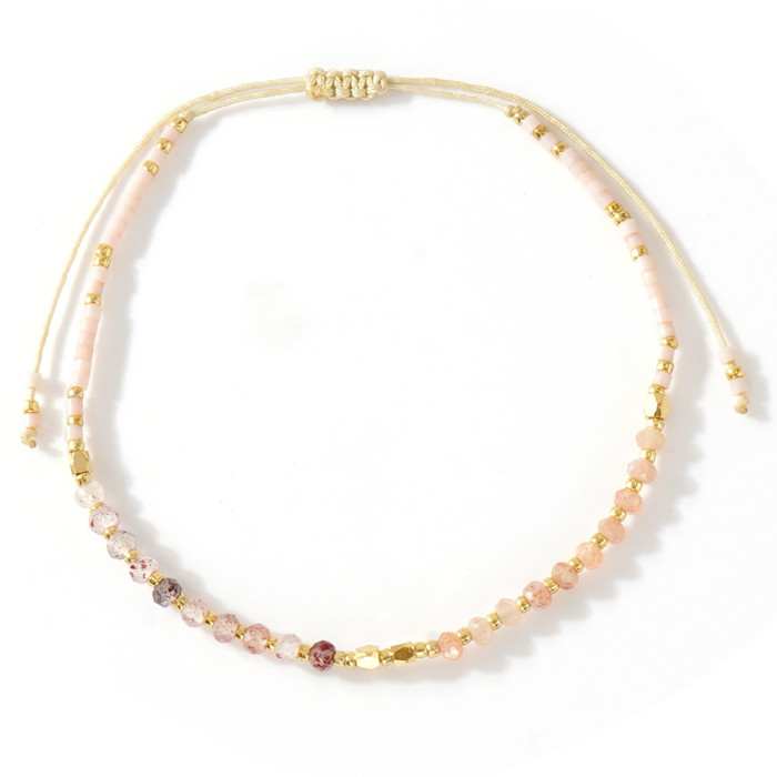 Cross-Border Simple Fashion Rice Bead Handmade Woven Friendship Bracelet Women's Small Bracelet Semi-Precious Stone