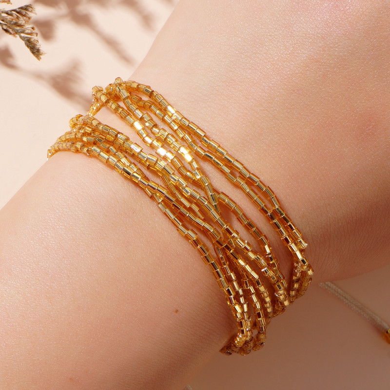 Hot-Selling Cross-Border Bohemian Style 8-Circle Mixed Color MGB Rice Beads Handmade Beaded Fashion Versatile Layered Women's Bracelet