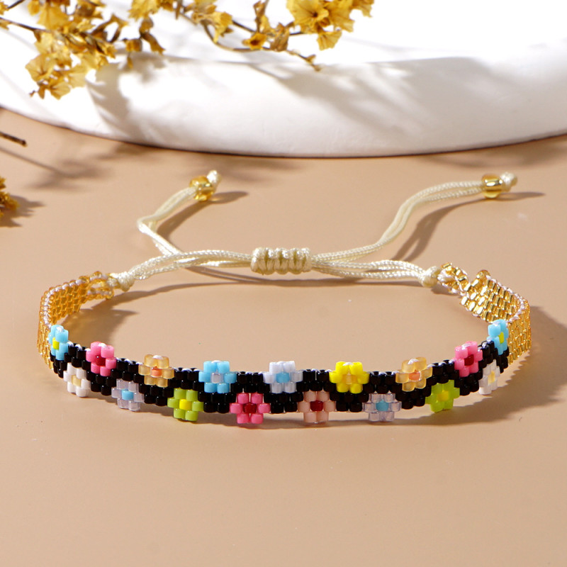 New MIYUKI Seed Bead Woven Colorful Daisy Flower Bracelet Colorful Seed Bead Woven Bracelet European and American Jewelry