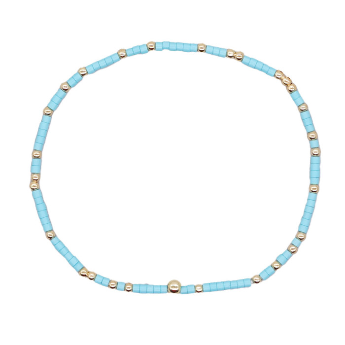 Cross-Border Hot-Selling Niche Glass Rice Bead Bracelet Simple Gold Bead Bracelet Personality Trend Solid Color Hand Jewelry for Stall Setup