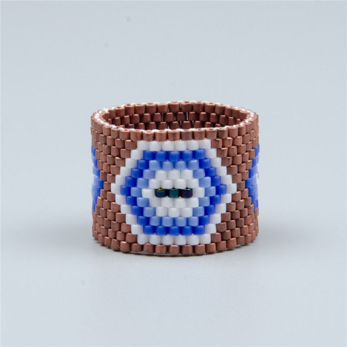 New Arrival Heart Miyuki Antique Rice Beads Handmade Woven Stainless Steel Ring Bohemian Style