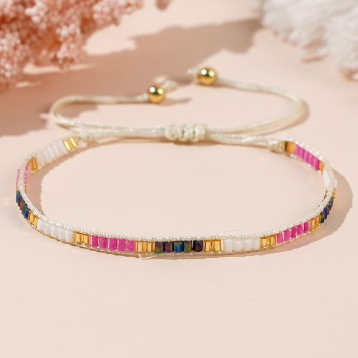 INS Fashion Versatile Bracelet Colorful Rice Beads Handmade Beaded Woven Bracelet for Women Niche Best Friend Couple...