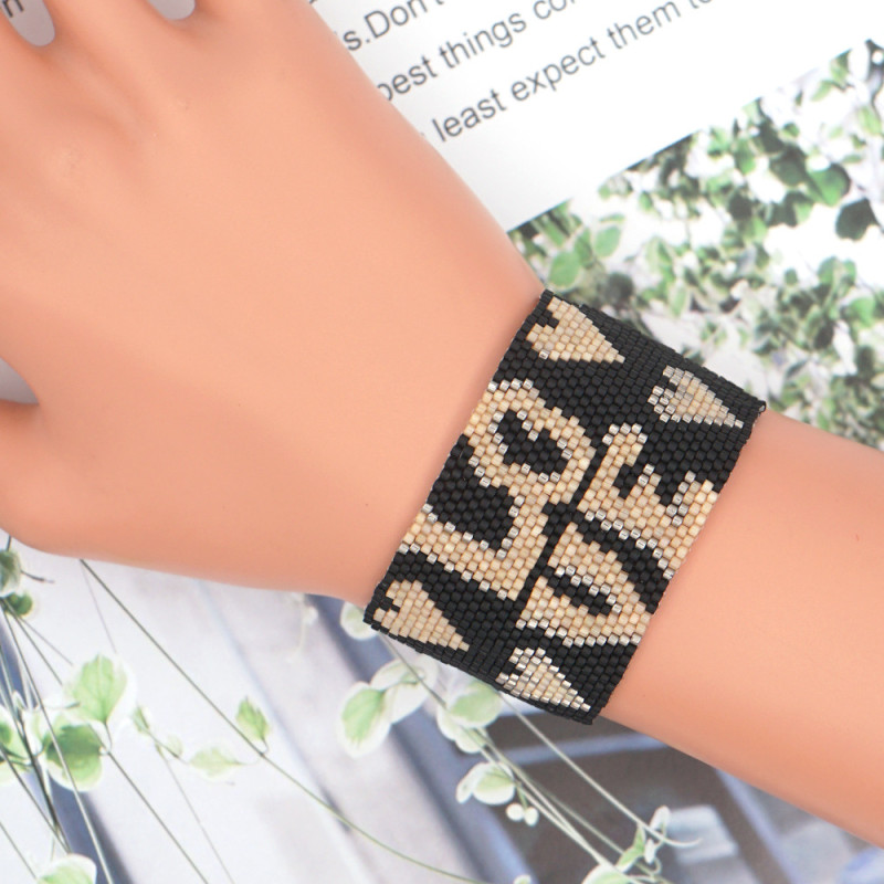 European and American Cross-Border Hot-Selling Trendy Personality Fashion Leopard Print New Men and Women Bracelet Miyuki Bead Woven Hand Jewelry