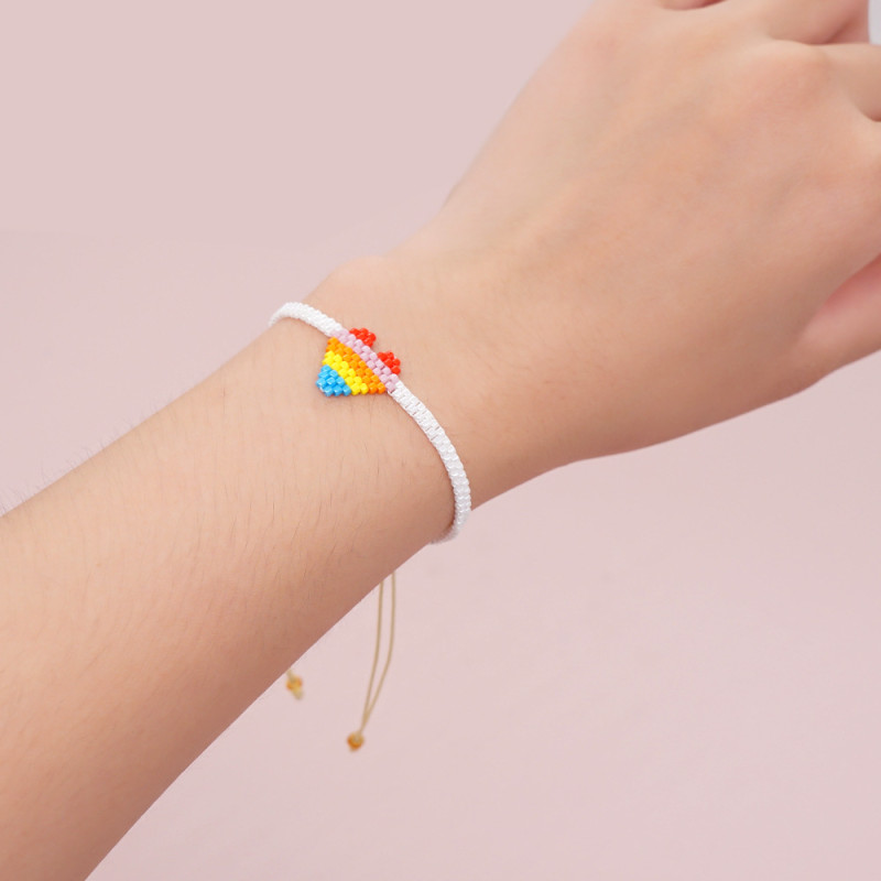 Nisi Cross-Border Bohemian Red Heart Love Heart Gold Two-Row Miyuki Bead Woven Bracelet Friendship