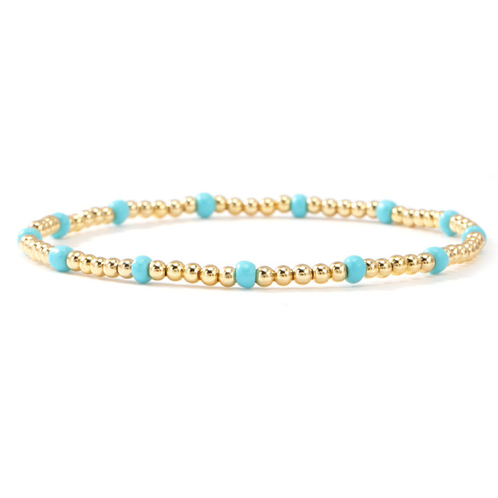 Trendy Fashion Light Luxury Colorful Rice Bead Bracelet Gold Beaded Layered Set Bracelet for Women with a Sense of So...