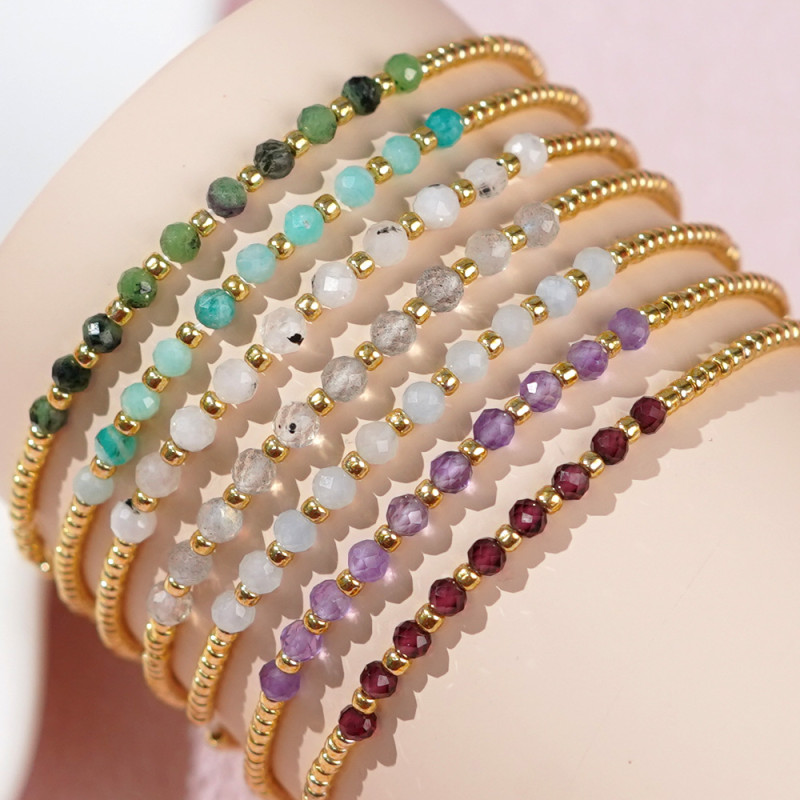 Cross-Border Hot-Selling Fashion Trend Jewelry Light Luxury Style Exquisite Bracelet Handmade Stacked Gemstone Beads Jewelry Bracelet
