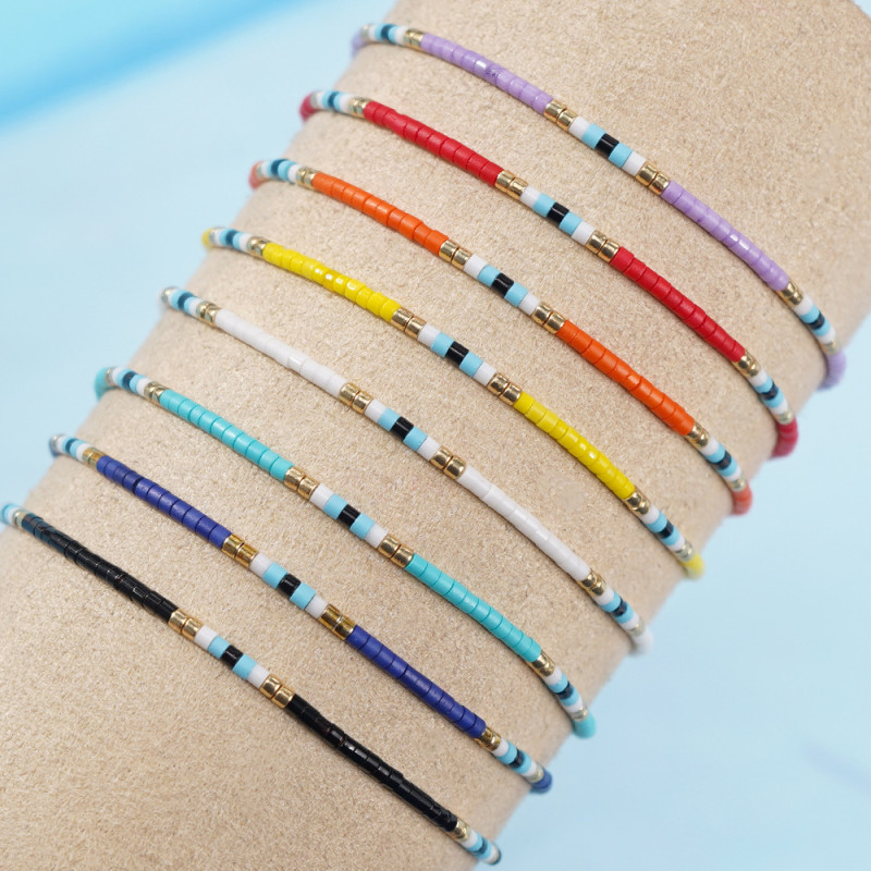 2025 New Bohemian Style Fine Rice Bead Bracelet Niche Simple Colorful Handmade Woven Bracelet