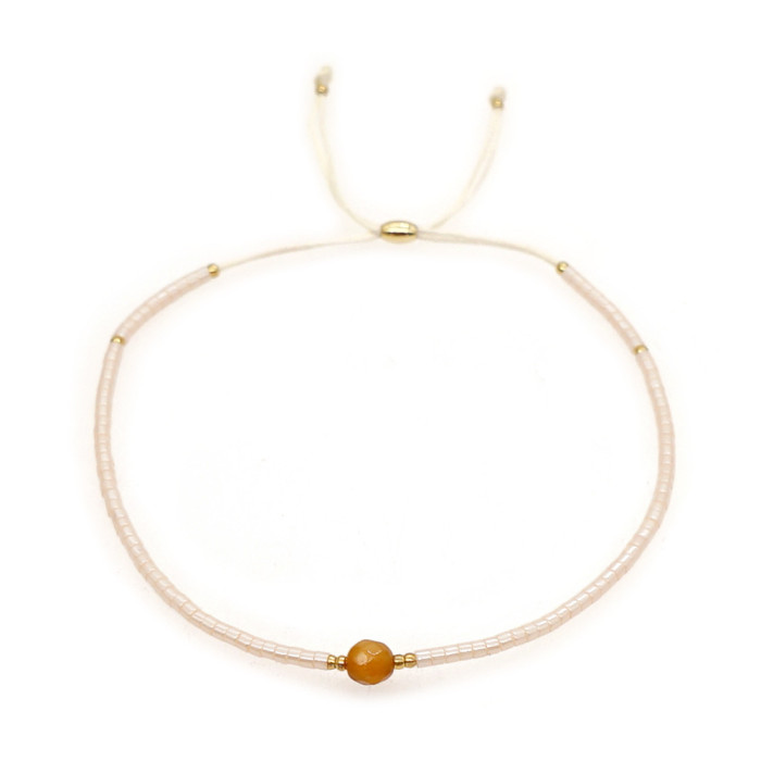 European and American Simple Fashion Rice Bead Bracelet Handmade Woven Friendship Bracelet Gold Bead Semi-Precious Stone Women's Small Bracelet