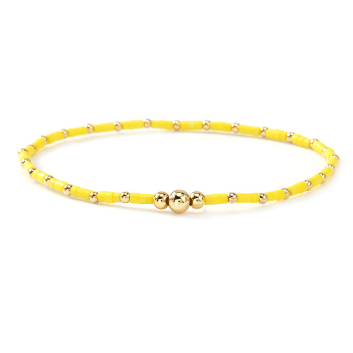 Hot-Selling Hand-Woven Rice Beads and Gold Beads Bracelet Simple Versatile 24-Piece Bracelet Set Can Be Used Individu...