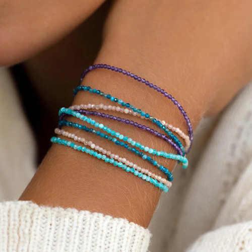 Ins Style Fine Rice Beads Natural Stone Bracelet Minimalist Style Layered Handmade Jewelry Trending Multi-color Bracelet