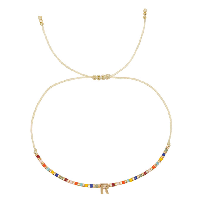 Hot-Selling Rice Bead Woven Letter Bracelet Commuting Simple A-Z Lucky Hand Jewelry Stall Hot-Selling Bracelet Gift