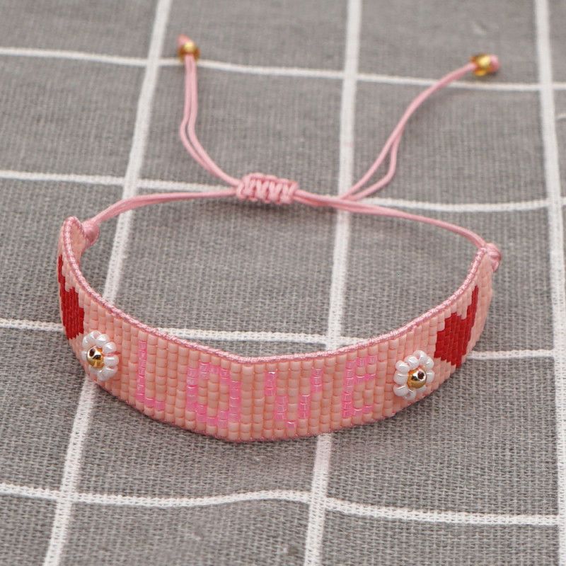 New Style Personality Cute Heart Pattern Miyuki Bracelet for Women Colorful LOVE Letter Woven Bead Bracelet for Women