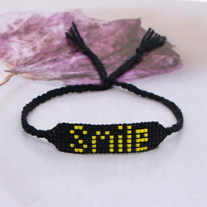 New Style Miyuki Bead Woven Purple Heart Miyuki Bracelet Letter Rope Bracelet Jewelry Wholesale