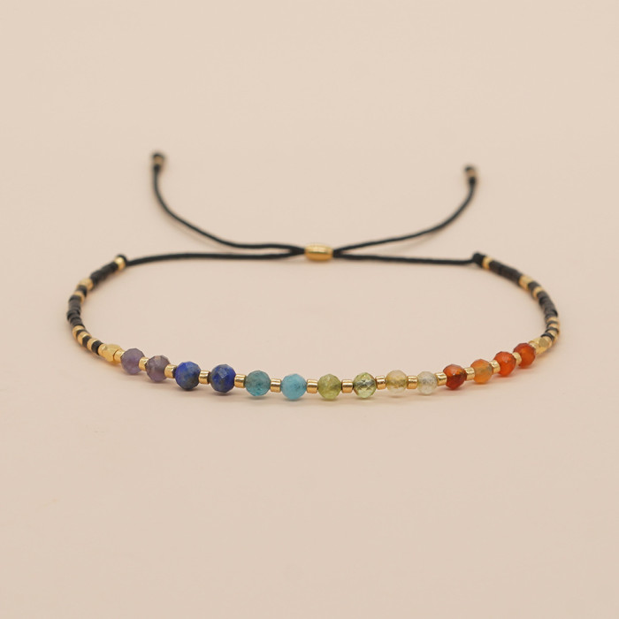 Ins Niche Design Sense Light Luxury Style Colorful Dopamine Gradient Natural Stone Bead Bracelet for Women