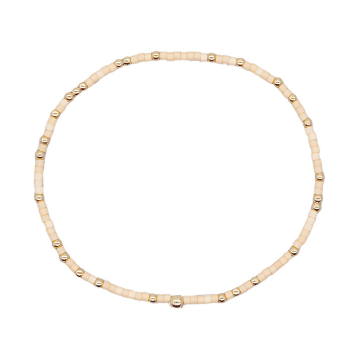 Cross-Border Hot-Selling Niche Glass Rice Bead Bracelet Simple Gold Bead Bracelet Personality Trend Solid Color Hand Jewelry for Stall Setup