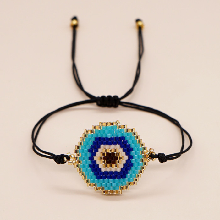 Summer Bohemian Style Colorful Beaded Bracelet Niche Handmade Woven Evil Eye Beaded Bracelet Wholesale