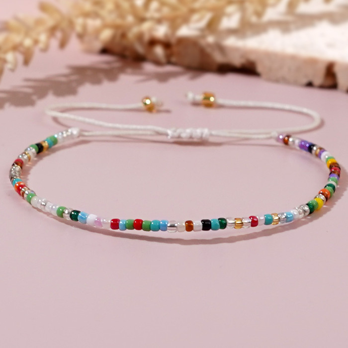 Bohemian Style Rice Bead Bracelet Handmade Woven Wristband Vacation Travel Versatile Bracelet for Women Ethnic Style...