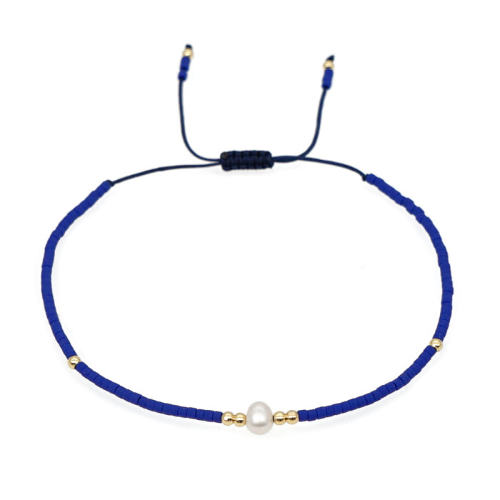 Bohemian Style European and American Simple Rice Bead Handmade Woven Friendship Rope Iron Gall Semi-Precious Stone Women's Jewelry Small Bracelet
