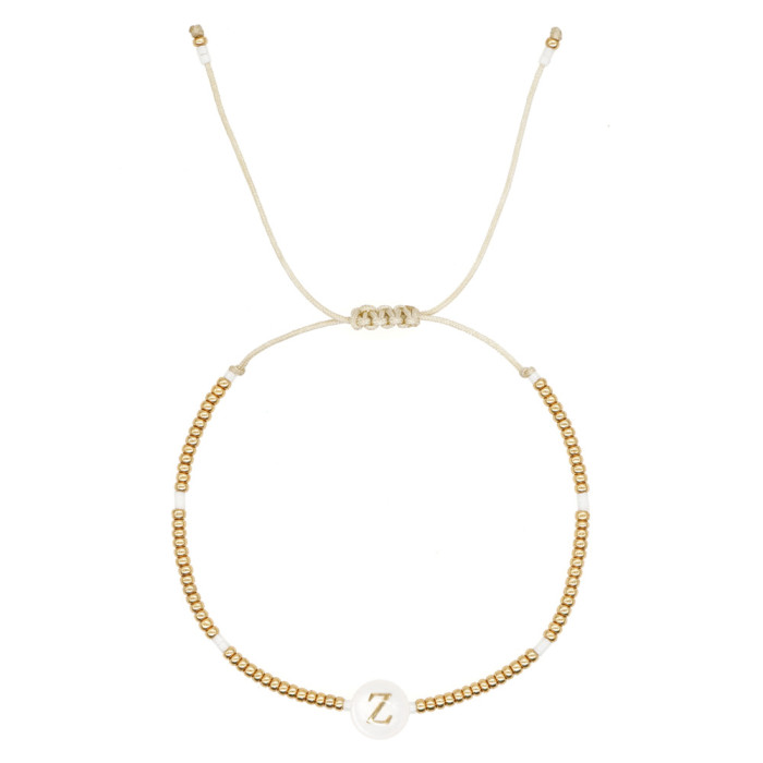 INS Style Simple Natural Shell Letter Gold Plated Beads Handmade Miyuki Beads Small Bracelet for Women