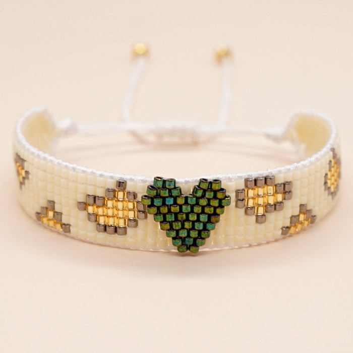 New INS Style Green Arrow Miyuki Bracelet Set Simple Heart Handmade Woven Bead Bracelet