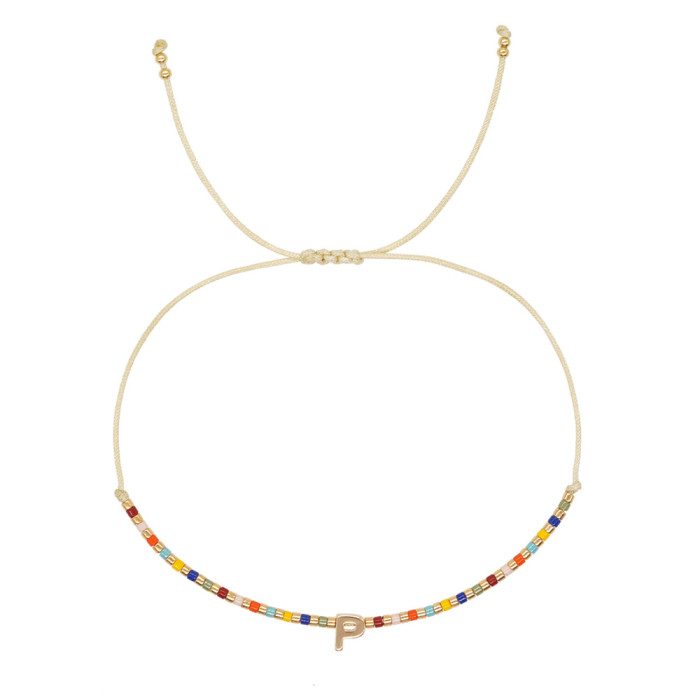 Hot-Selling Rice Bead Woven Letter Bracelet Commuting Simple A-Z Lucky Hand Jewelry Stall Hot-Selling Bracelet Gift