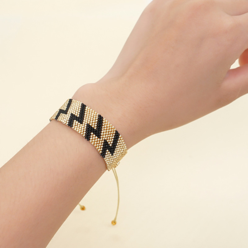 European and American Style Personality Rhombus Miyuki Bracelet Handmade Woven Ethnic Style Geometric Pattern Glass Seed Bead Bracelet