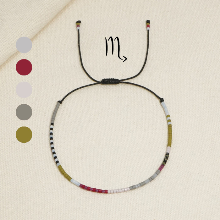 Amazon Hot-Selling Zodiac Bracelet Handmade Woven Beaded Fine Rice Bead Bracelet Jewelry Wholesale