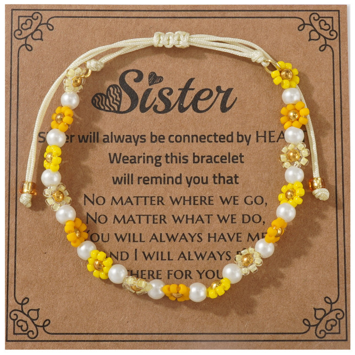 Hot-Selling Bohemian Style Small Daisy Rice Bead String Pearl Bracelet Dopamine Color Series Summer Exclusive