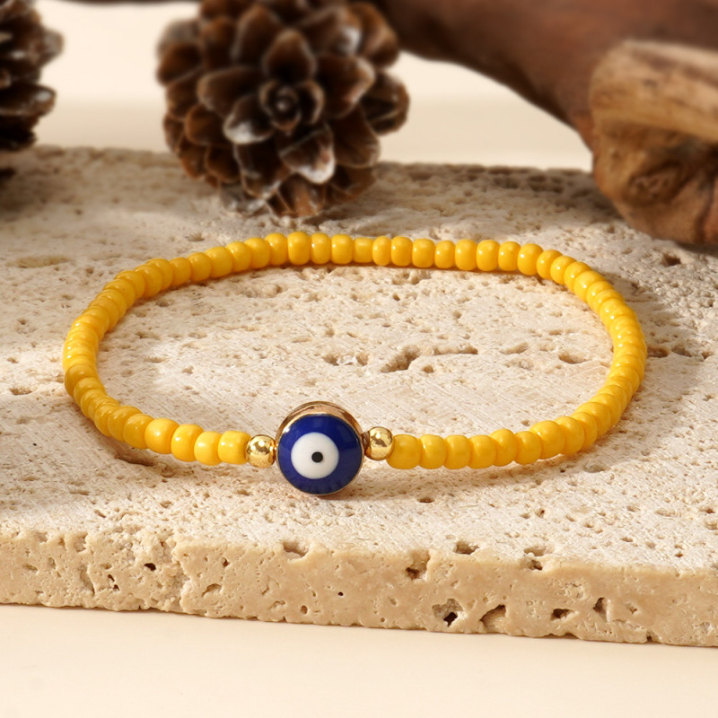 Vintage Red Rice Bead Demon Eye Bracelet, Light Luxury Weaving Craft, High-end Versatile Gift Choice