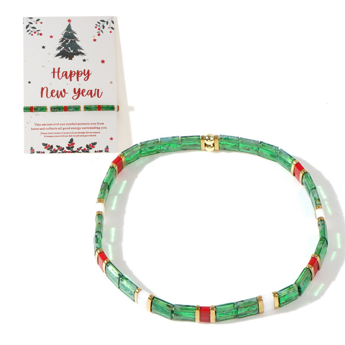 Hot Sale Christmas Elements Colorful Imported Elastic Bead Bracelets Wholesale Custom Holiday Gifts