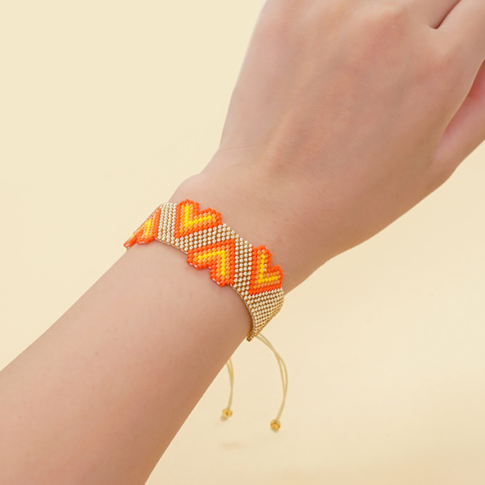 INS Trendy Design Minimalist Miyuki Bracelet Rainbow Arrow Heart Eye Geometric Bead Bracelet for Women