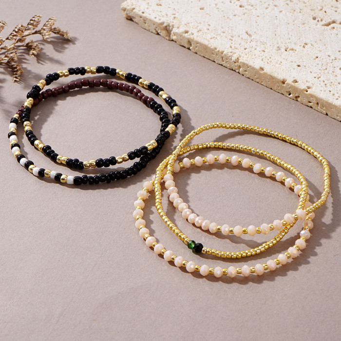 Hot-Selling Handmade Bracelet Bohemian Vacation Style Layered Niche Design Sense Women's Light Luxury Rice Bead Bracelet