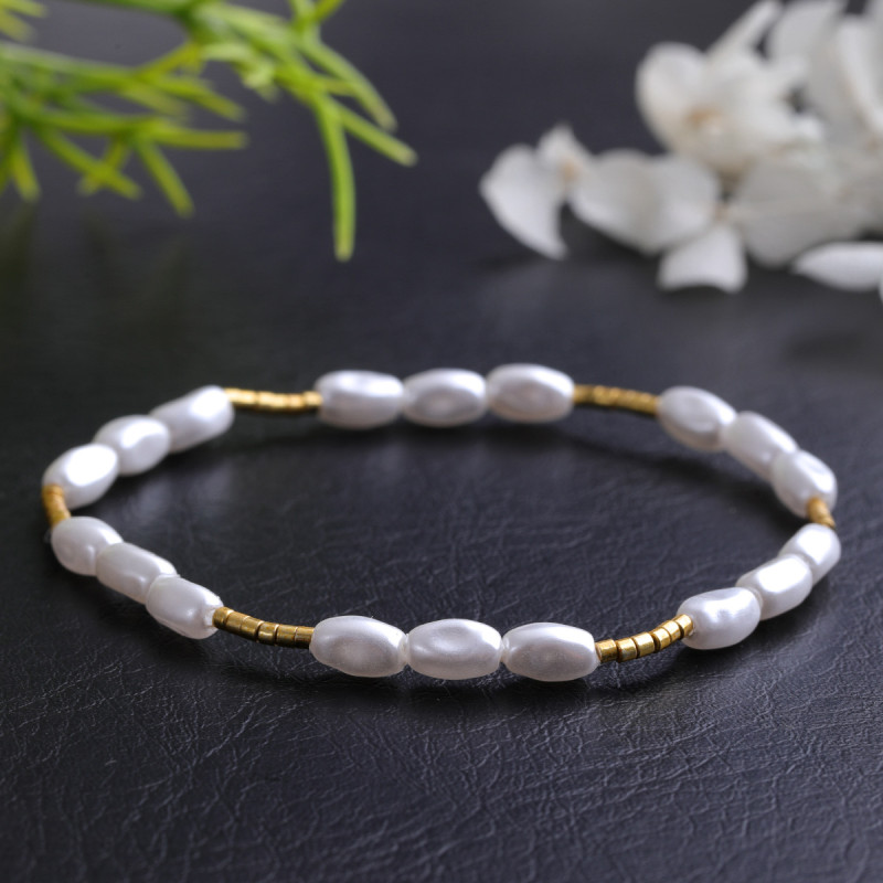 Light Luxury High-End Pearl Bracelet for Women, European and American Summer Fashion Trend, Rice Bead Woven Beaded Jewelry, Direct from Manufacturer