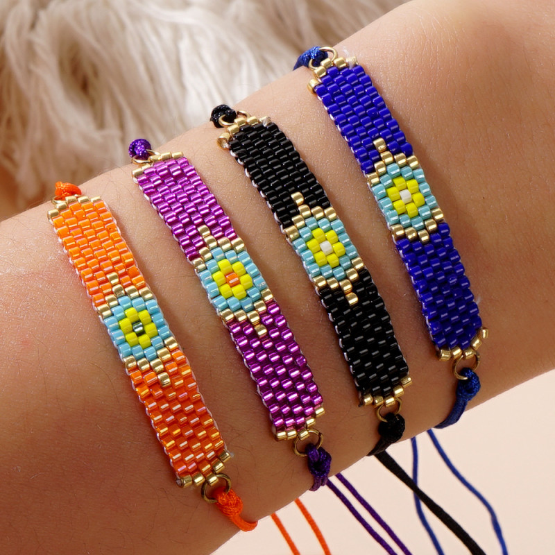 Handwoven Pearl Bracelet New Style Personality European and American Turkish Miyuki Bracelet Ethnic Style Rice Bead Geometric Bracelet